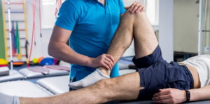 man participating in physical therapy