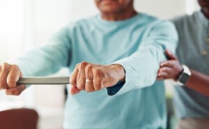 patient in physical therapy for wrist