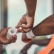 athletes wrist getting taped