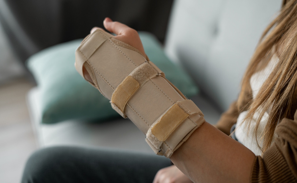 woman with an injured hand